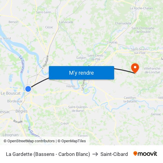 La Gardette (Bassens - Carbon Blanc) to Saint-Cibard map