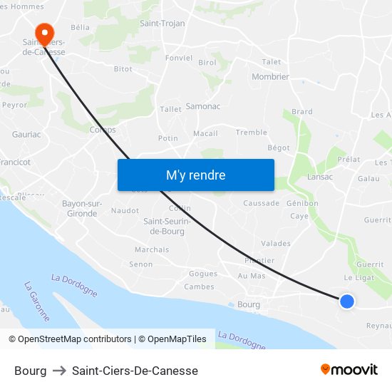 Bourg to Saint-Ciers-De-Canesse map