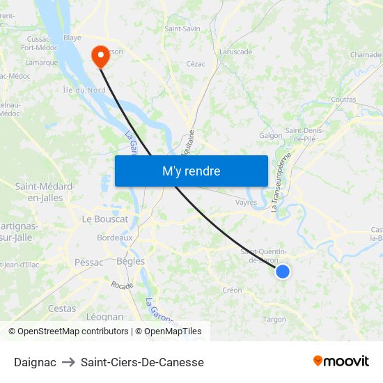 Daignac to Saint-Ciers-De-Canesse map