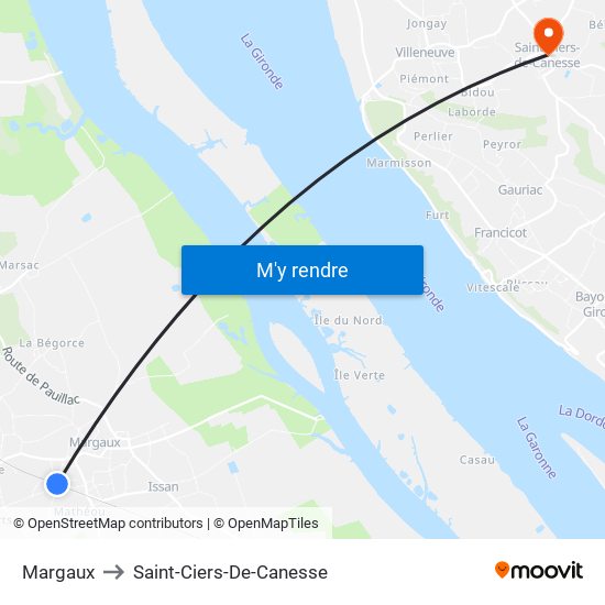 Margaux to Saint-Ciers-De-Canesse map