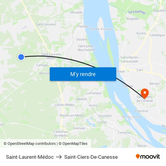 Saint-Laurent-Médoc to Saint-Ciers-De-Canesse map