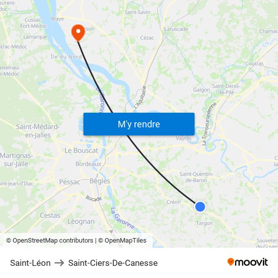 Saint-Léon to Saint-Ciers-De-Canesse map