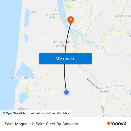 Saint-Magne to Saint-Ciers-De-Canesse map