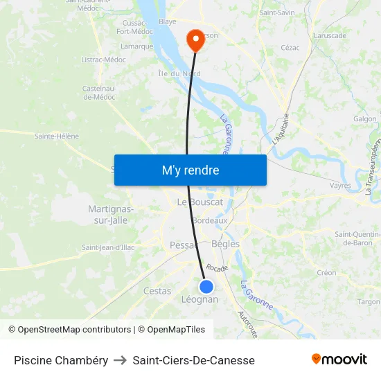 Piscine Chambéry to Saint-Ciers-De-Canesse map