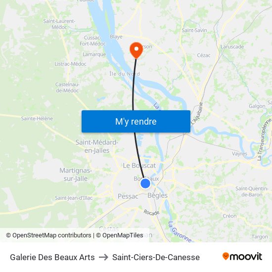 Galerie Des Beaux Arts to Saint-Ciers-De-Canesse map