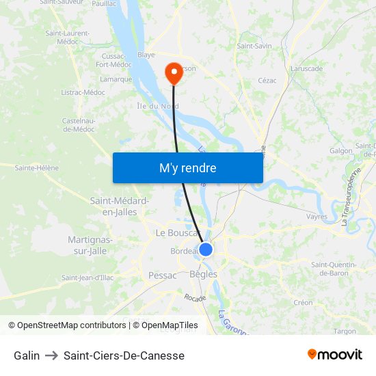 Galin to Saint-Ciers-De-Canesse map