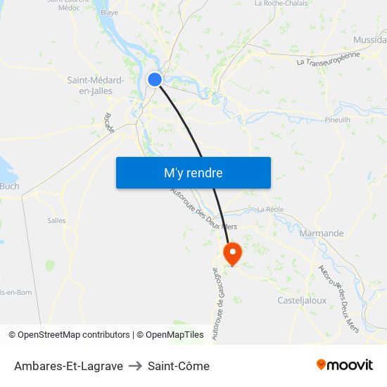 Ambares-Et-Lagrave to Saint-Côme map