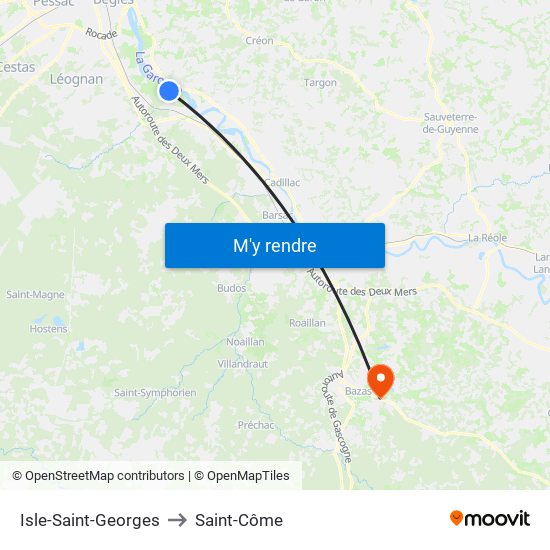 Isle-Saint-Georges to Saint-Côme map