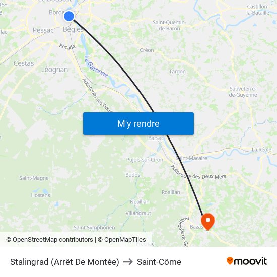 Stalingrad (Arrêt De Montée) to Saint-Côme map