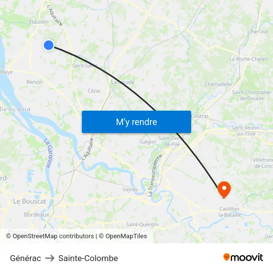 Générac to Sainte-Colombe map