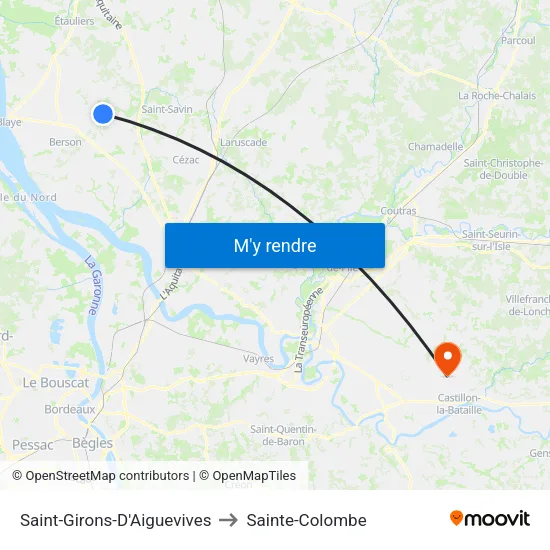 Saint-Girons-D'Aiguevives to Sainte-Colombe map
