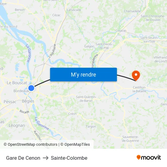 Gare De Cenon to Sainte-Colombe map