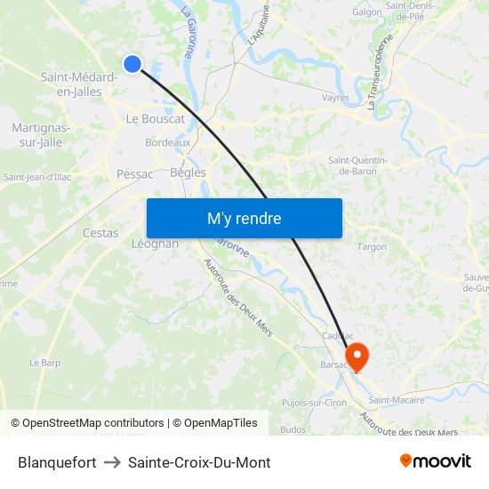 Blanquefort to Sainte-Croix-Du-Mont map