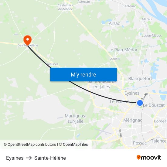 Eysines to Sainte-Hélène map