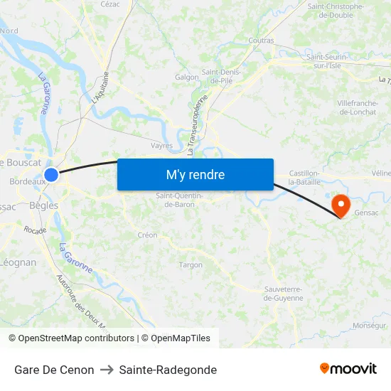 Gare De Cenon to Sainte-Radegonde map