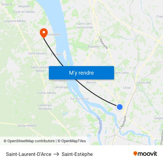 Saint-Laurent-D'Arce to Saint-Estèphe map