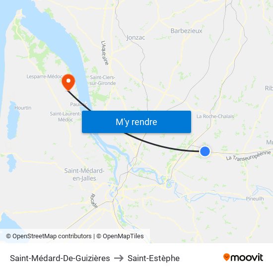 Saint-Médard-De-Guizières to Saint-Estèphe map