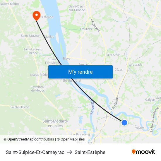 Saint-Sulpice-Et-Cameyrac to Saint-Estèphe map