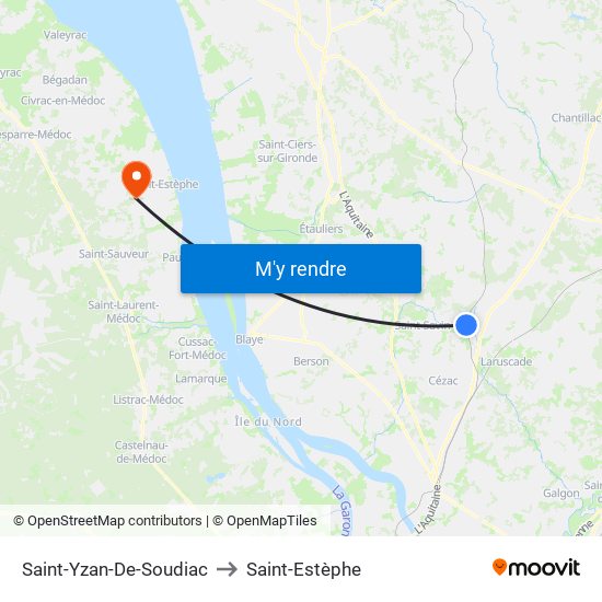 Saint-Yzan-De-Soudiac to Saint-Estèphe map