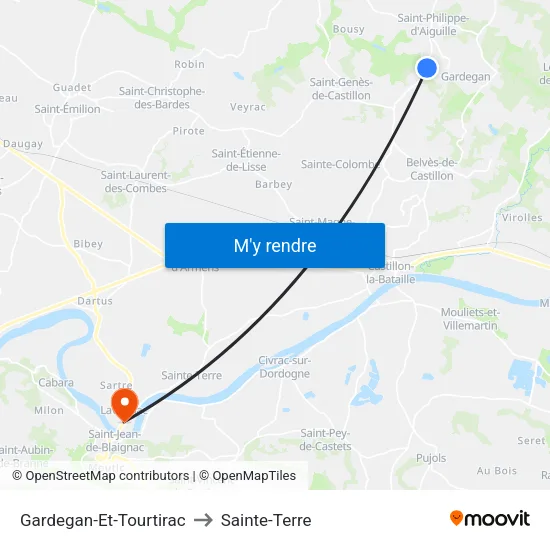 Gardegan-Et-Tourtirac to Sainte-Terre map
