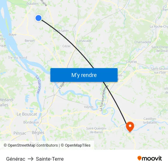Générac to Sainte-Terre map