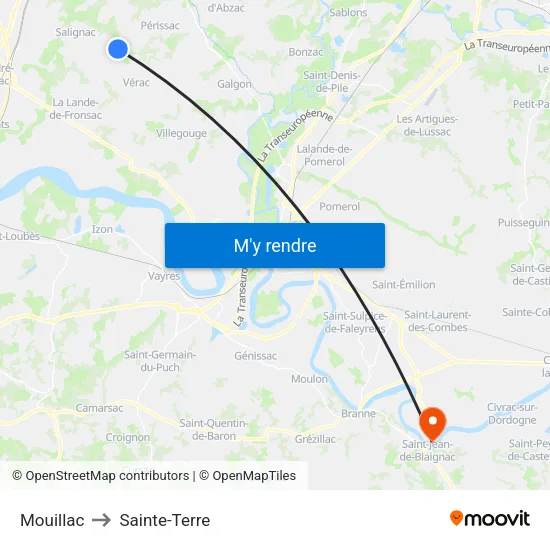 Mouillac to Sainte-Terre map