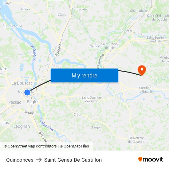 Quinconces to Saint-Genès-De-Castillon map