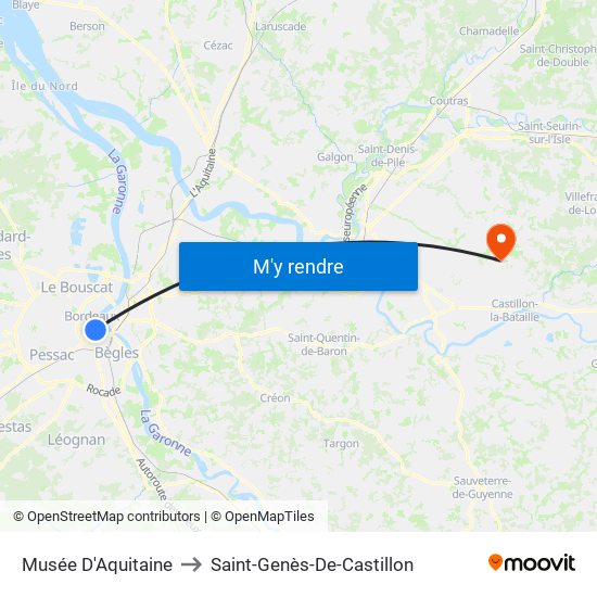Musée D'Aquitaine to Saint-Genès-De-Castillon map