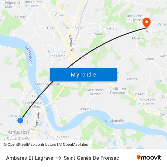Ambares-Et-Lagrave to Saint-Genès-De-Fronsac map