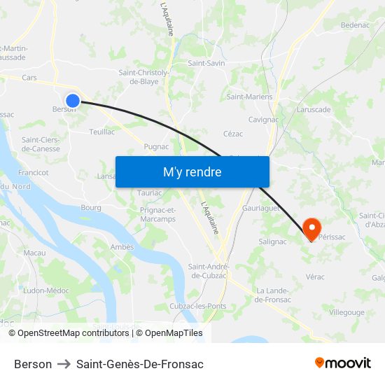Berson to Saint-Genès-De-Fronsac map