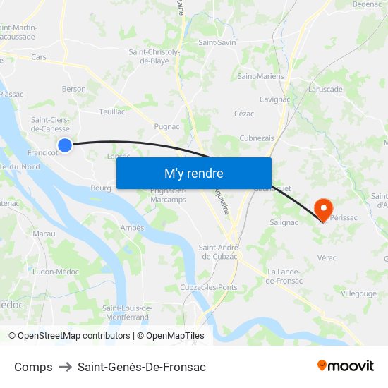 Comps to Saint-Genès-De-Fronsac map