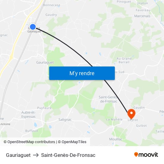 Gauriaguet to Saint-Genès-De-Fronsac map
