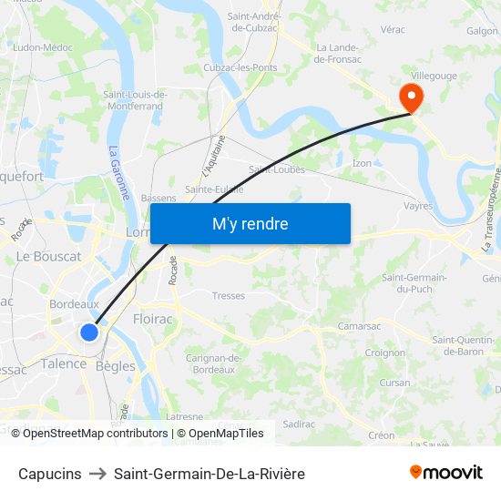 Capucins to Saint-Germain-De-La-Rivière map