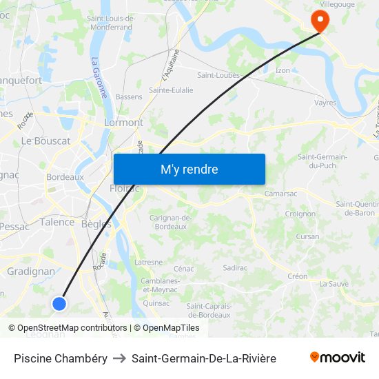 Piscine Chambéry to Saint-Germain-De-La-Rivière map