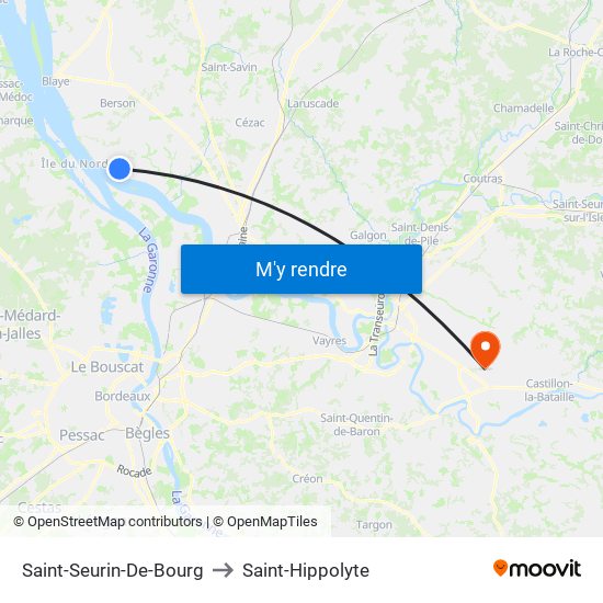 Saint-Seurin-De-Bourg to Saint-Hippolyte map