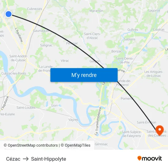 Cézac to Saint-Hippolyte map