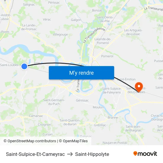 Saint-Sulpice-Et-Cameyrac to Saint-Hippolyte map