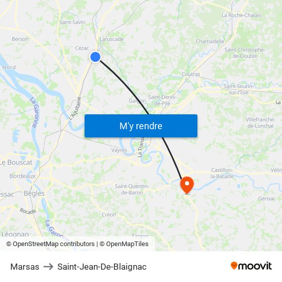 Marsas to Saint-Jean-De-Blaignac map