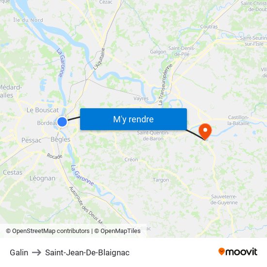 Galin to Saint-Jean-De-Blaignac map