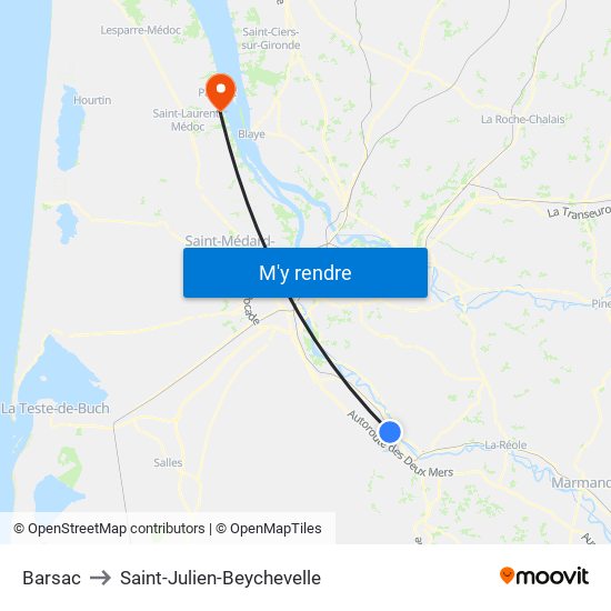 Barsac to Saint-Julien-Beychevelle map