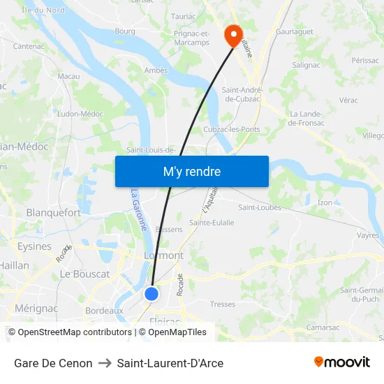 Gare De Cenon to Saint-Laurent-D'Arce map