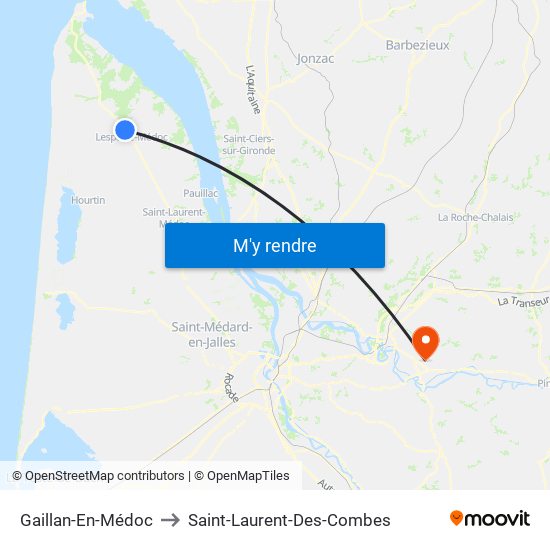 Gaillan-En-Médoc to Saint-Laurent-Des-Combes map