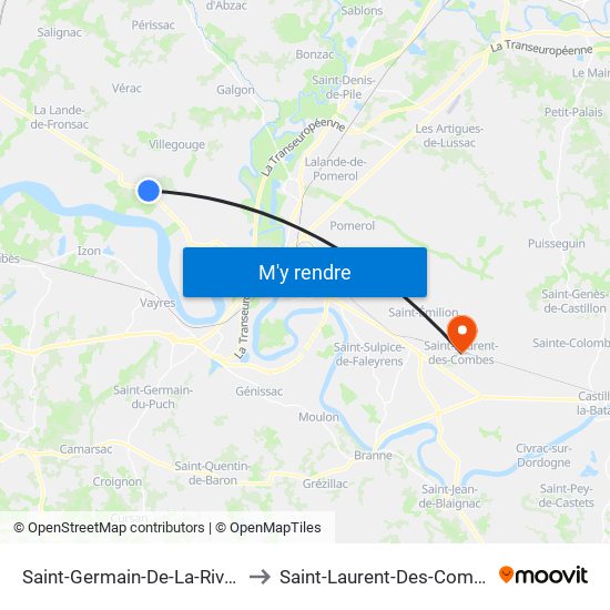 Saint-Germain-De-La-Rivière to Saint-Laurent-Des-Combes map