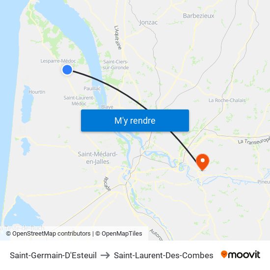 Saint-Germain-D'Esteuil to Saint-Laurent-Des-Combes map