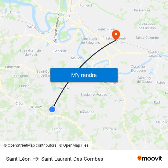 Saint-Léon to Saint-Laurent-Des-Combes map