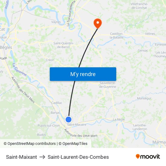 Saint-Maixant to Saint-Laurent-Des-Combes map