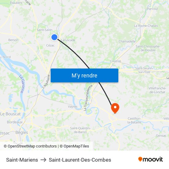 Saint-Mariens to Saint-Laurent-Des-Combes map