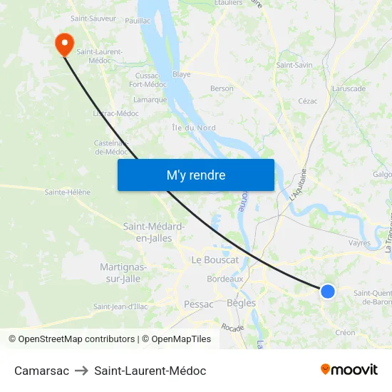 Camarsac to Saint-Laurent-Médoc map