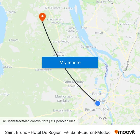 Saint-Bruno - Hôtel De Région to Saint-Laurent-Médoc map