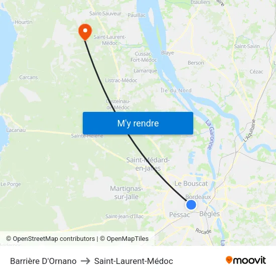 Barrière D'Ornano to Saint-Laurent-Médoc map